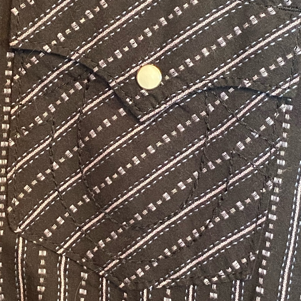 True Religion Western Shirt Mens Black Striped LS Pearl  Snap Up, XL - Picture 7 of 8